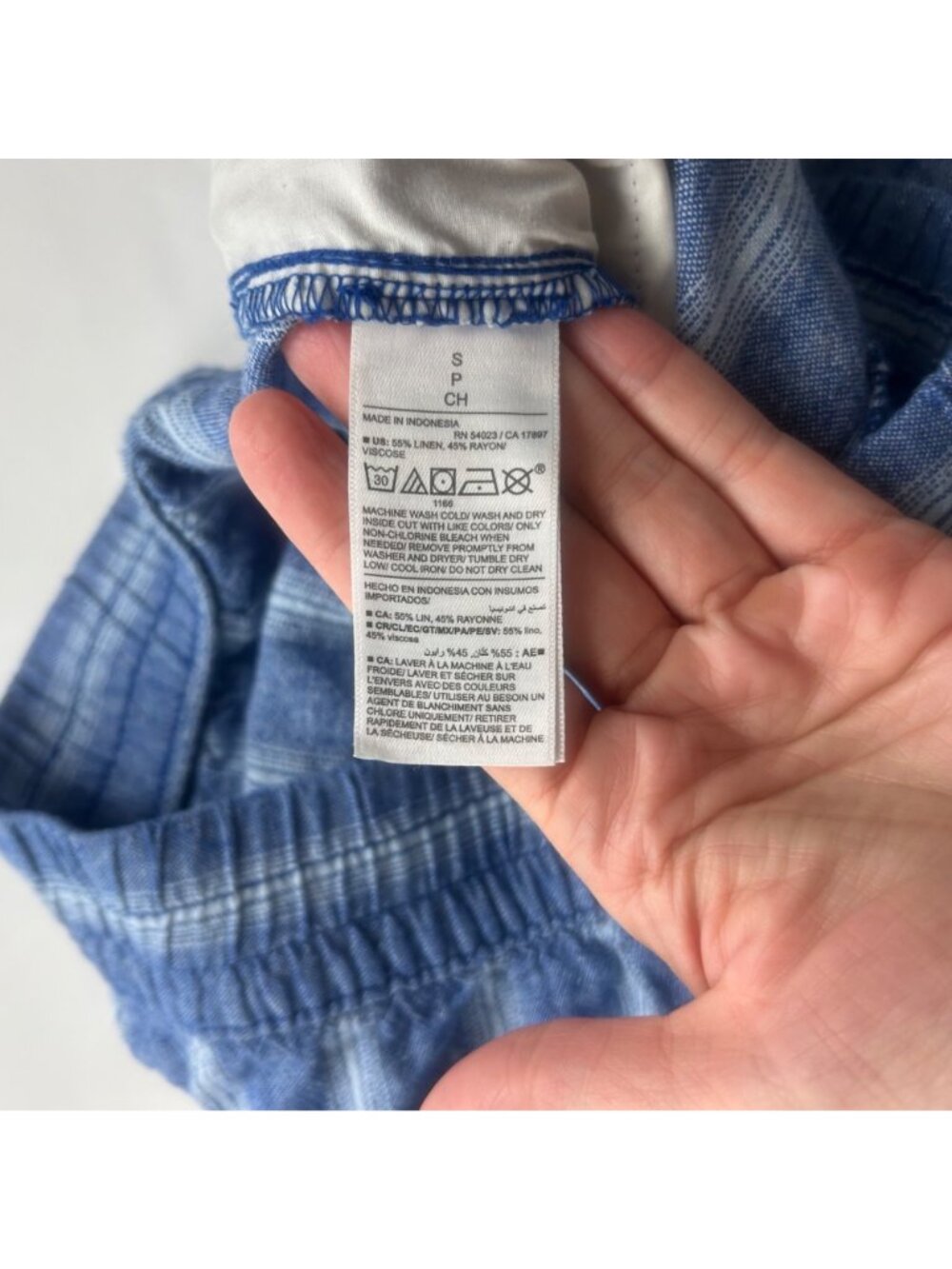 Old Navy Bright Blue Striped Linen Blend Pull On Lounge Pant S - Picture 4 of 6